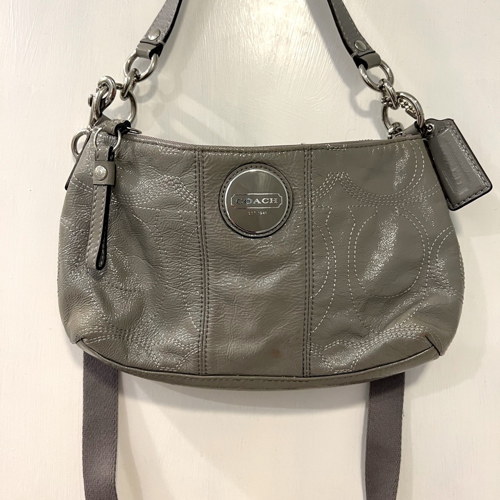 COACH Signature Stitched Patent Leather Cross-body Handbag